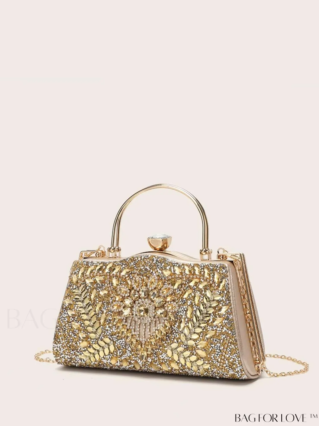 BagForLove - Glamorous Chain Box Bag with Rhinestone Decor - Ideal Brides Purse for Weddings, Proms & Parties