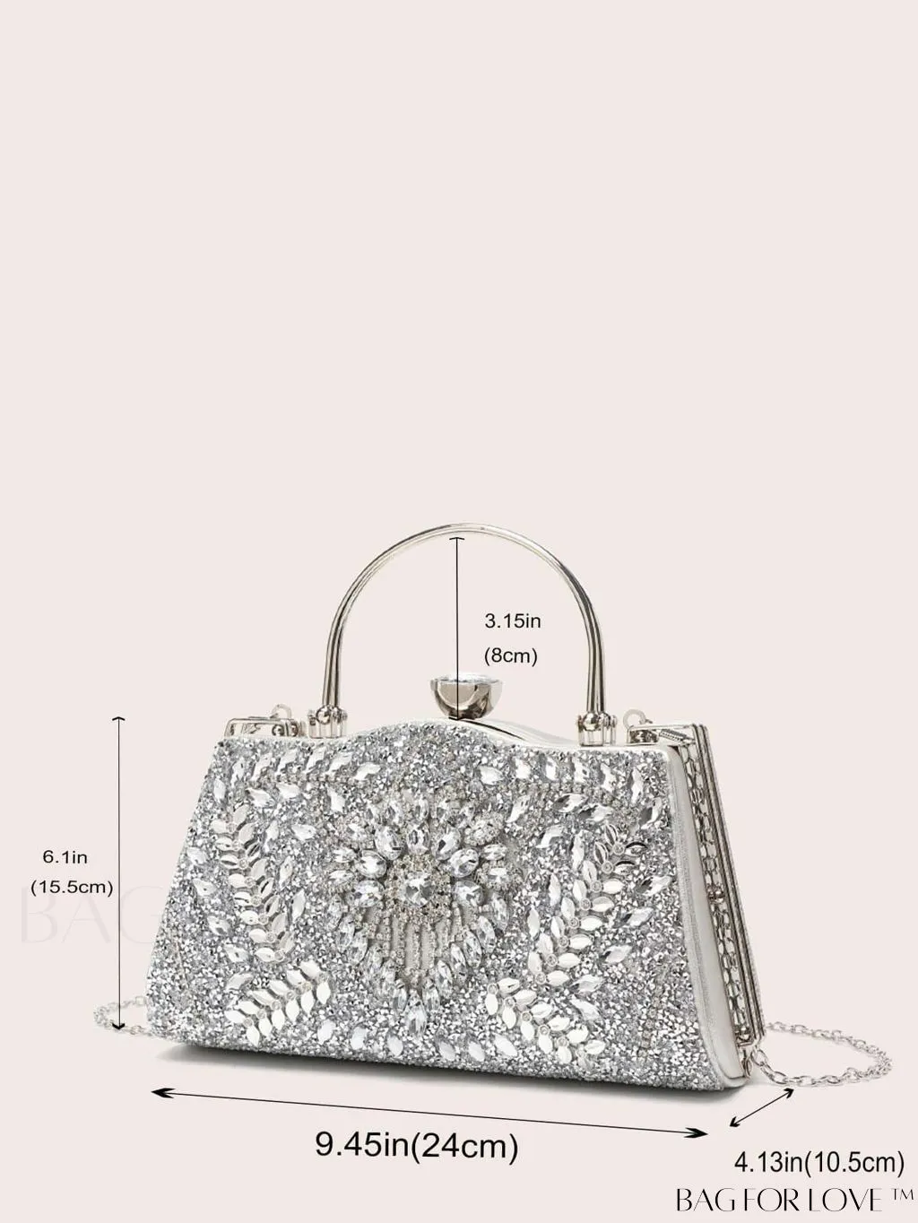 BagForLove - Glamorous Chain Box Bag with Rhinestone Decor - Ideal Brides Purse for Weddings, Proms & Parties