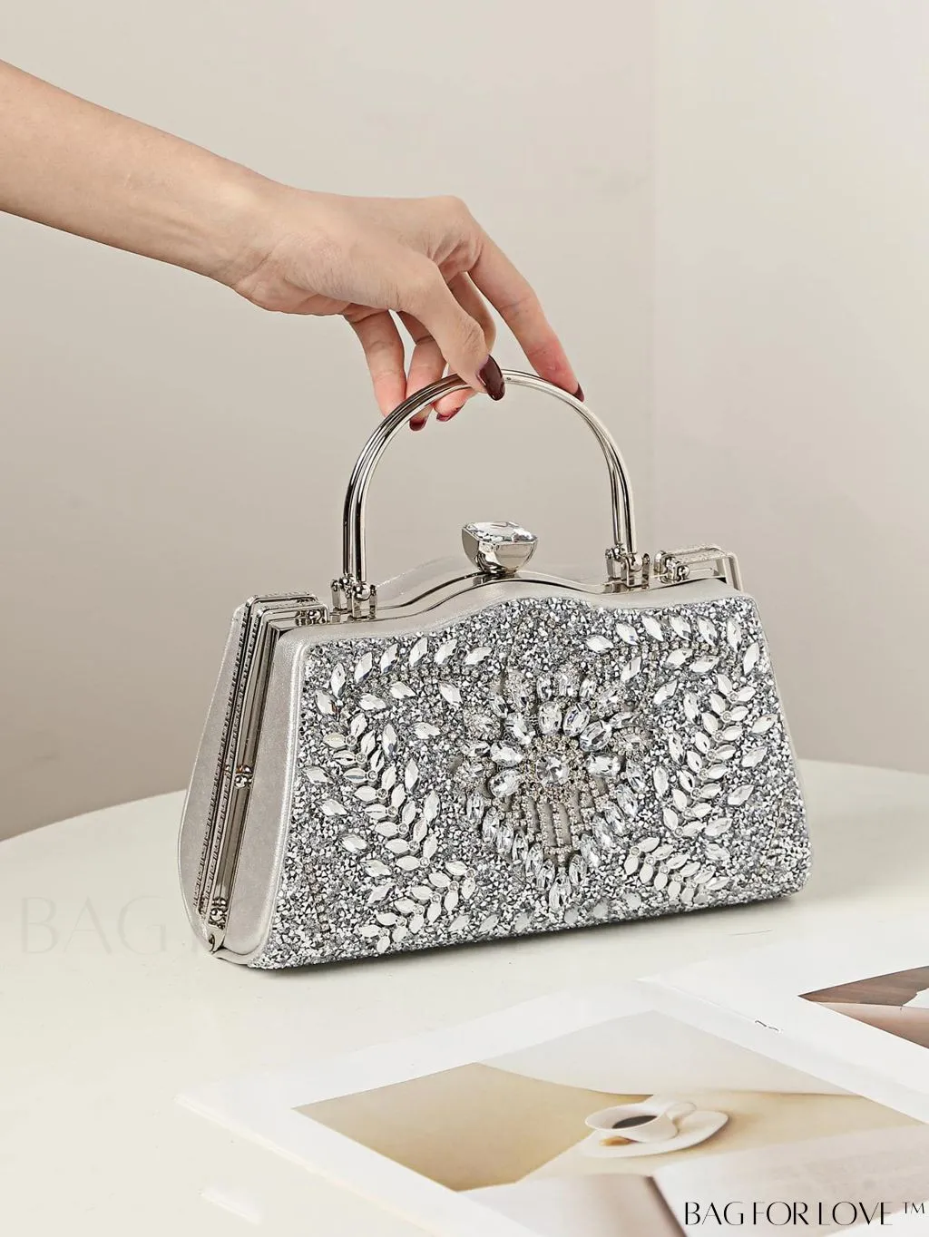 BagForLove - Glamorous Chain Box Bag with Rhinestone Decor - Ideal Brides Purse for Weddings, Proms & Parties