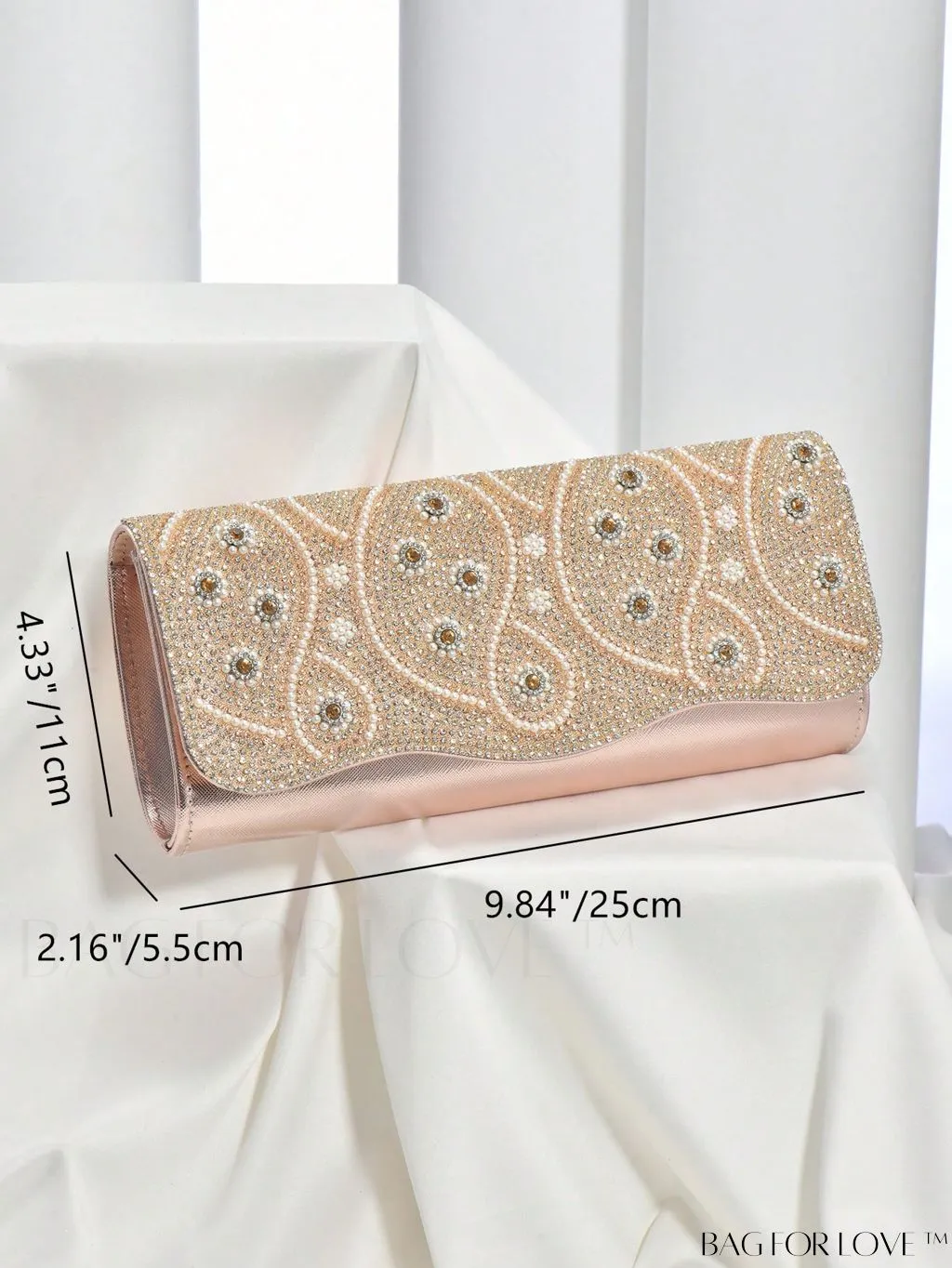 BagForLove - Glamorous Colorblock Flap Square Bag with Rhinestone Detail - Ideal Bridal Purse for Weddings, Proms & Parties