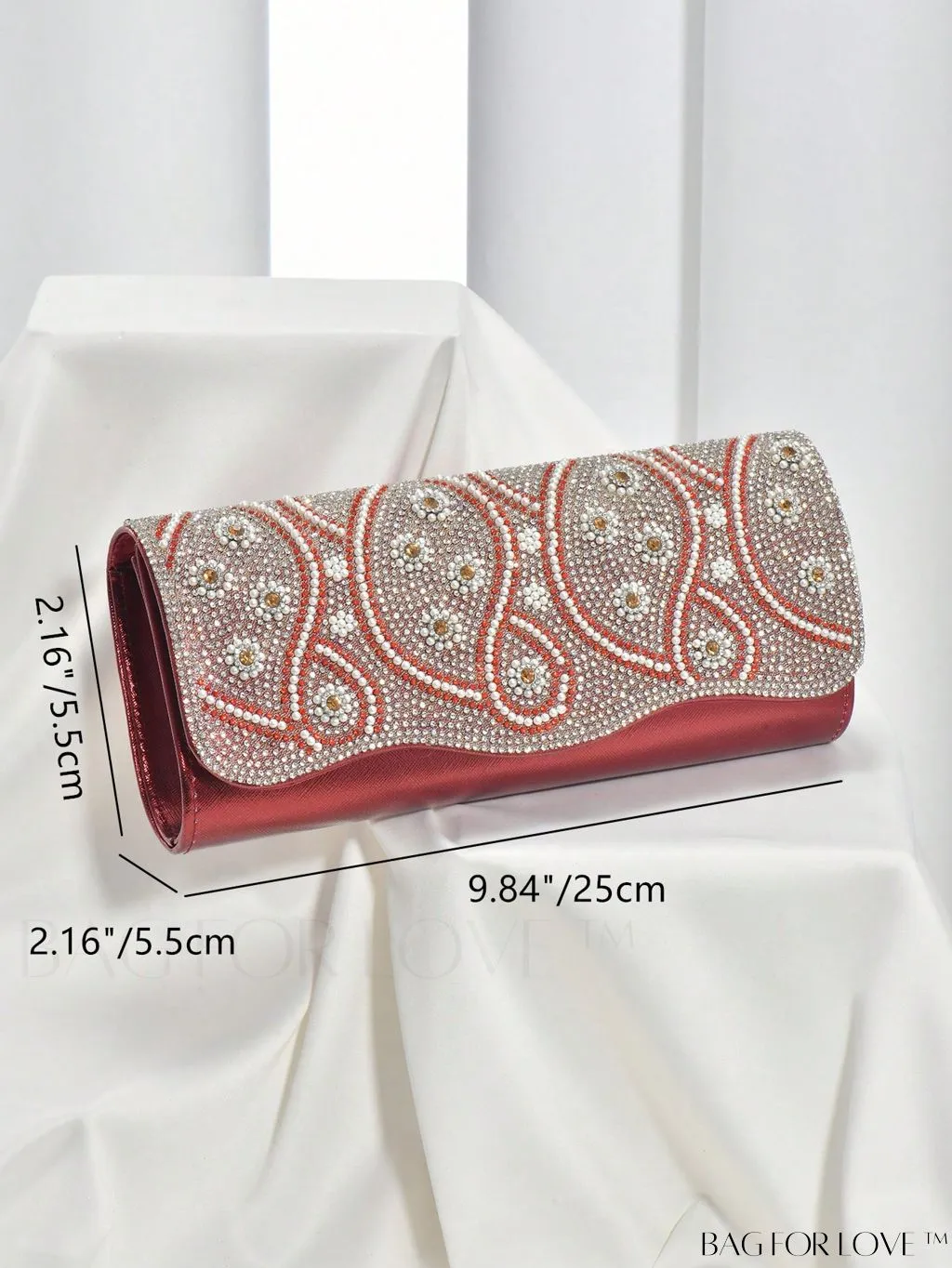 BagForLove - Glamorous Colorblock Flap Square Bag with Rhinestone Detail - Ideal Bridal Purse for Weddings, Proms & Parties
