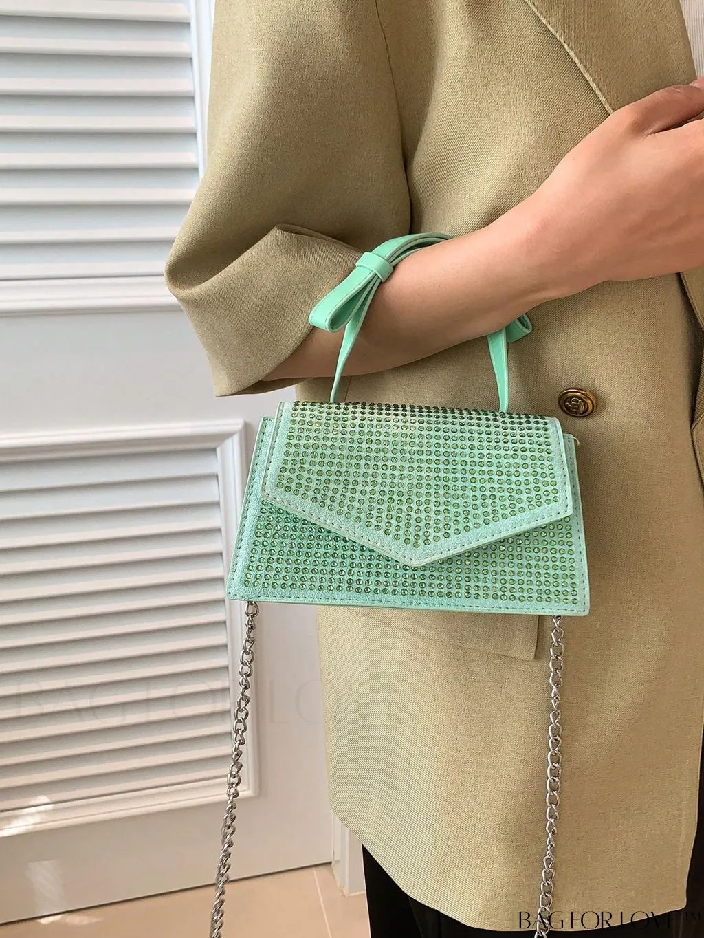 BagForLove - Glamorous Flap Mini Square Bag with Rhinestone Decor