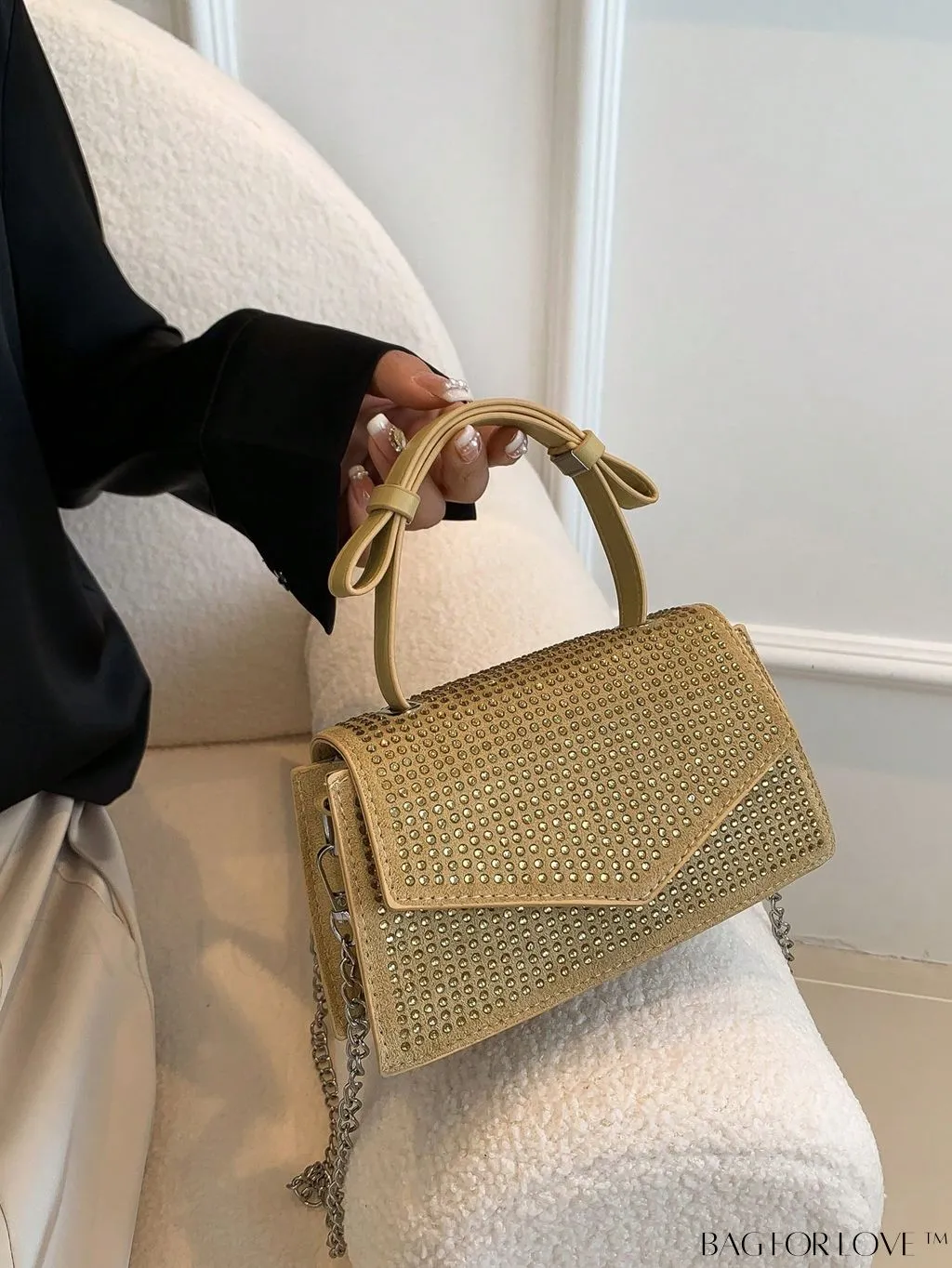 BagForLove - Glamorous Flap Mini Square Bag with Rhinestone Decor