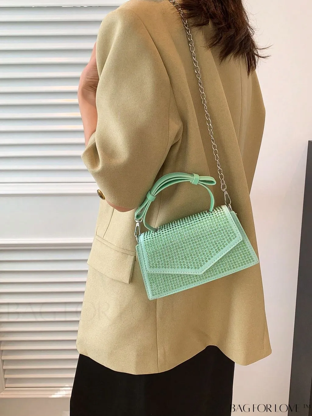 BagForLove - Glamorous Flap Mini Square Bag with Rhinestone Decor
