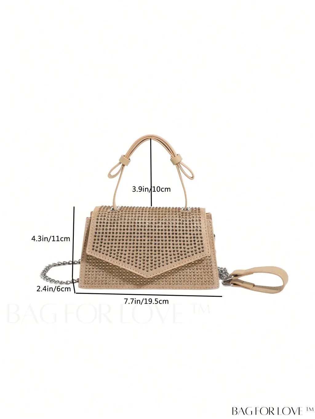 BagForLove - Glamorous Flap Mini Square Bag with Rhinestone Decor
