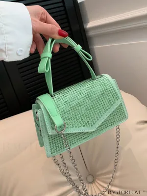 BagForLove - Glamorous Flap Mini Square Bag with Rhinestone Decor