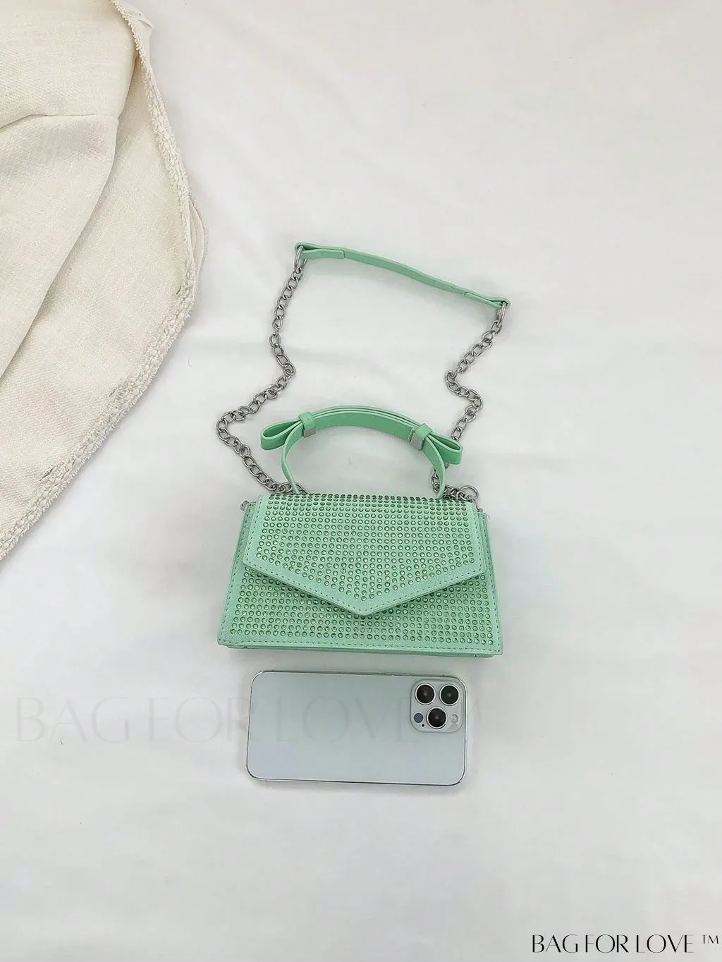 BagForLove - Glamorous Flap Mini Square Bag with Rhinestone Decor