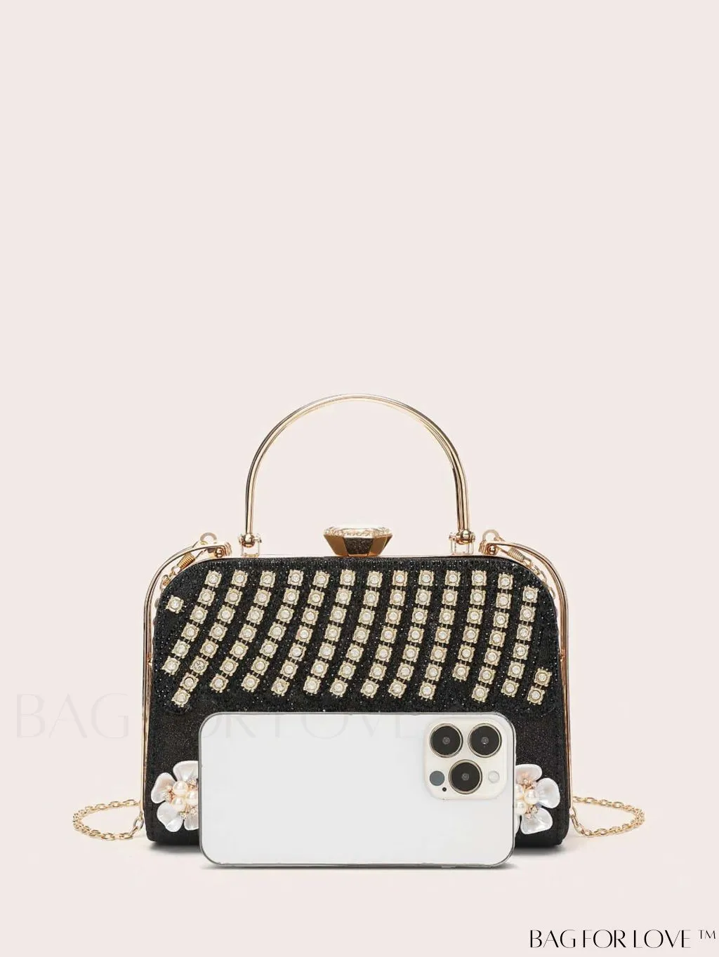 BagForLove - Glamorous Floral Applique Rhinestone Box Bag: Ideal Bridal Purse for Weddings, Proms & Parties