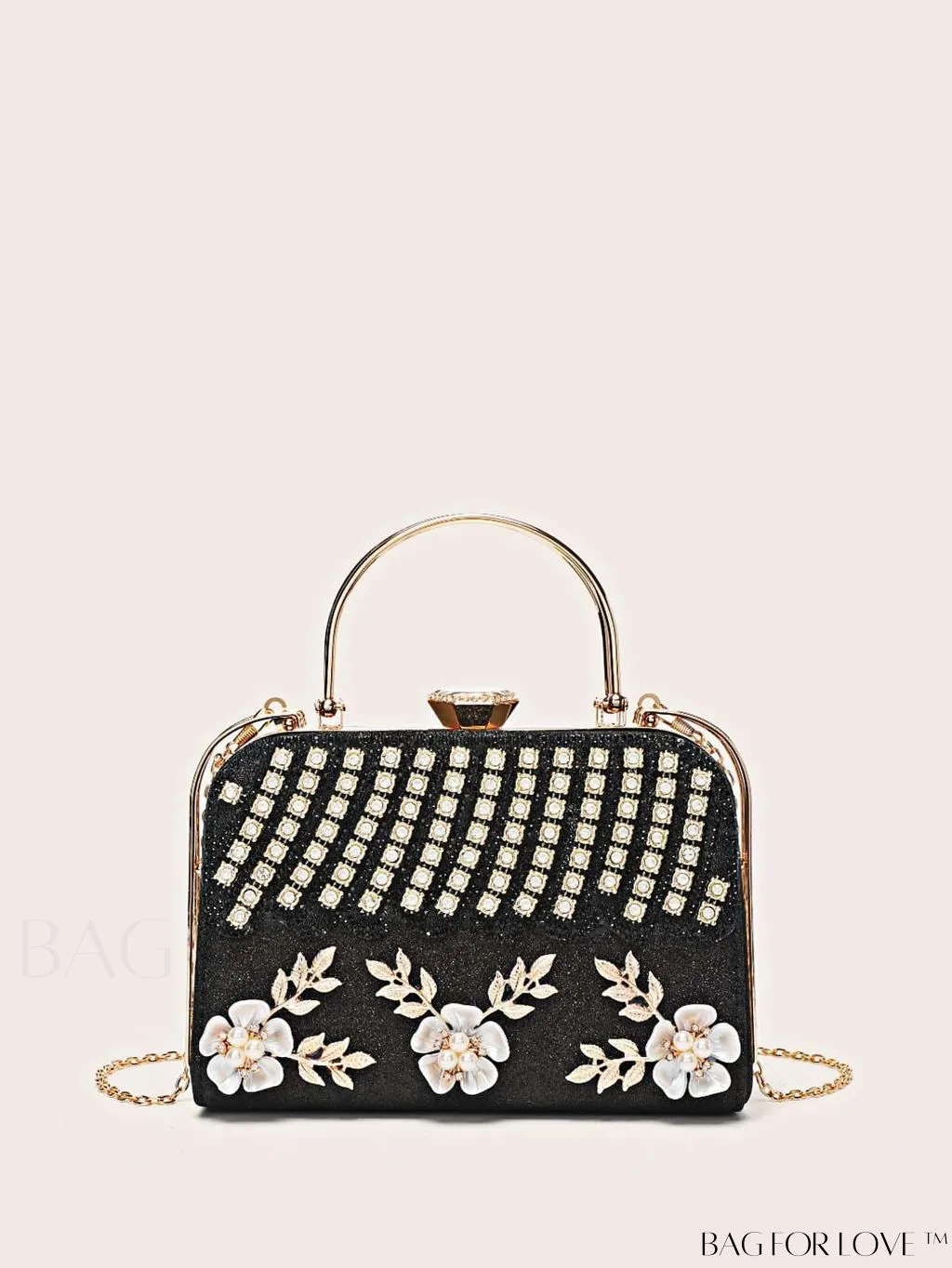 BagForLove - Glamorous Floral Applique Rhinestone Box Bag: Ideal Bridal Purse for Weddings, Proms & Parties