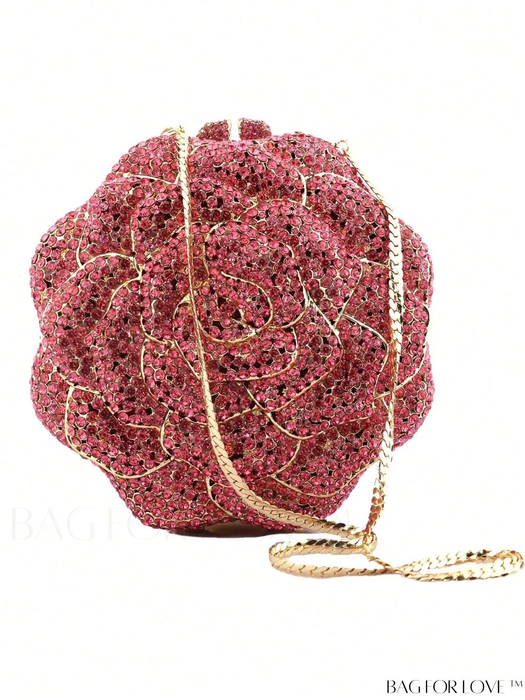 BagForLove - Glamorous Flower Mini Box Bag with Rhinestone Decor and Chain - Perfect for Parties