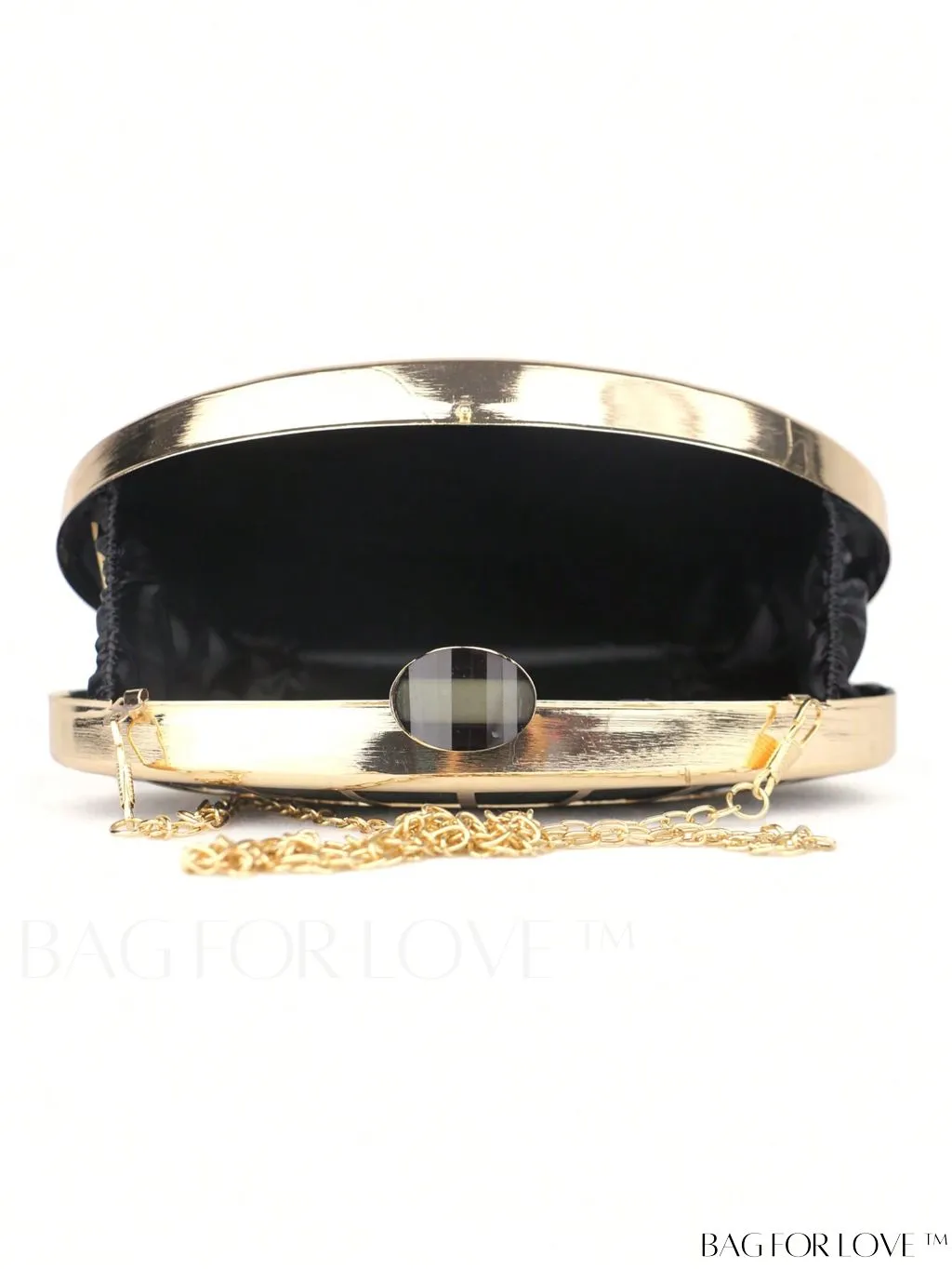 BagForLove - Glamorous Mini Box Bag with Glitter Dome Design and Chain, Black