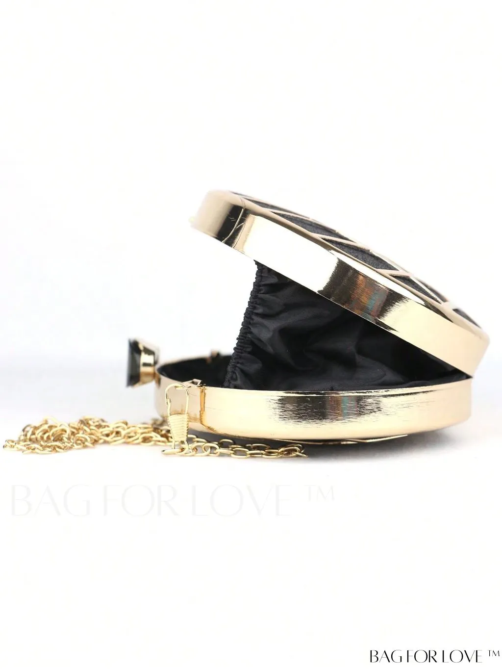 BagForLove - Glamorous Mini Box Bag with Glitter Dome Design and Chain, Black
