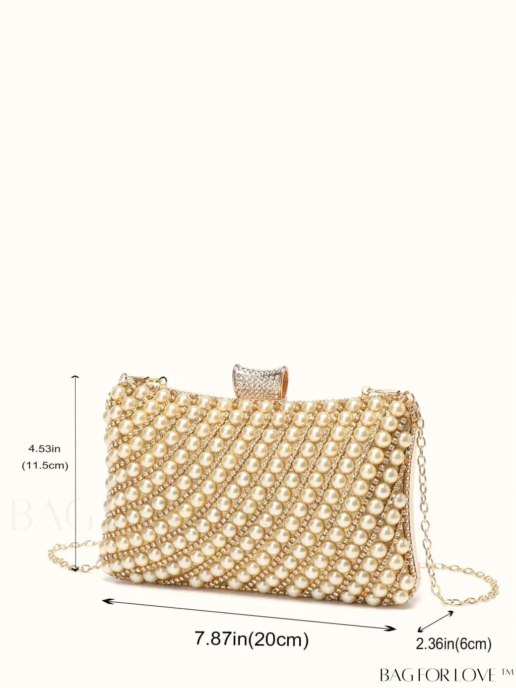 BagForLove - Glamorous Pearl and Rhinestone Mini Box Bag - Ideal Brides Purse for Weddings, Proms, and Parties