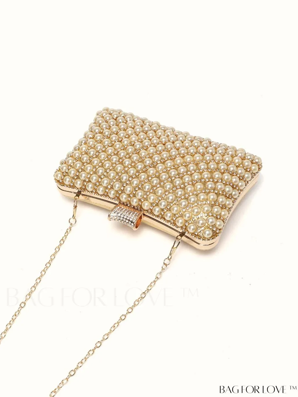 BagForLove - Glamorous Pearl and Rhinestone Mini Box Bag - Ideal Brides Purse for Weddings, Proms, and Parties