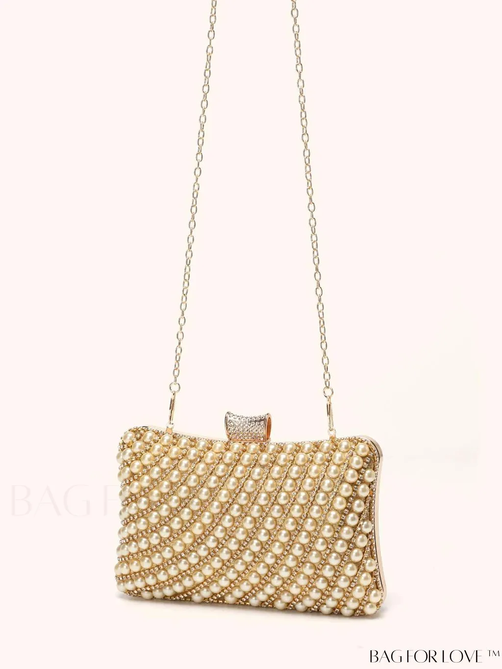 BagForLove - Glamorous Pearl and Rhinestone Mini Box Bag - Ideal Brides Purse for Weddings, Proms, and Parties