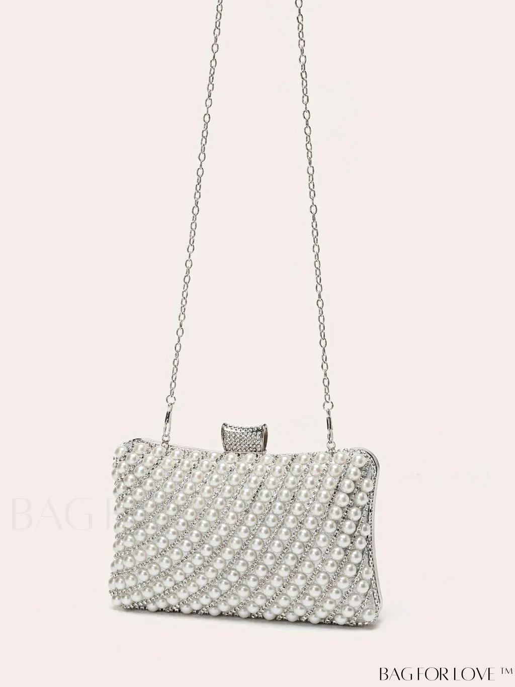 BagForLove - Glamorous Pearl and Rhinestone Mini Box Bag - Ideal Brides Purse for Weddings, Proms, and Parties