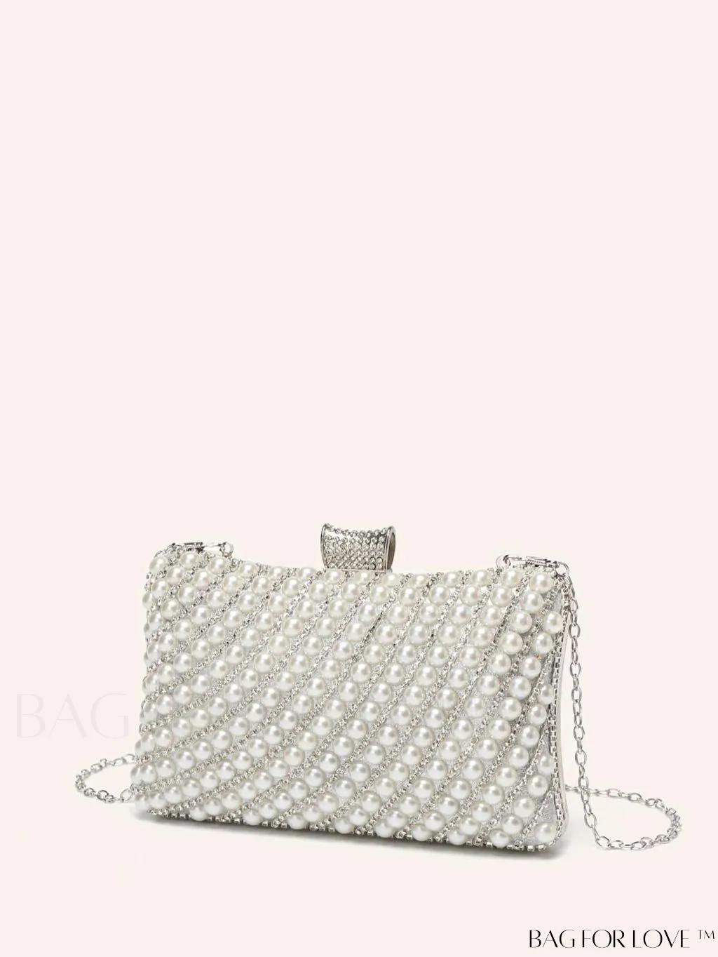 BagForLove - Glamorous Pearl and Rhinestone Mini Box Bag - Ideal Brides Purse for Weddings, Proms, and Parties