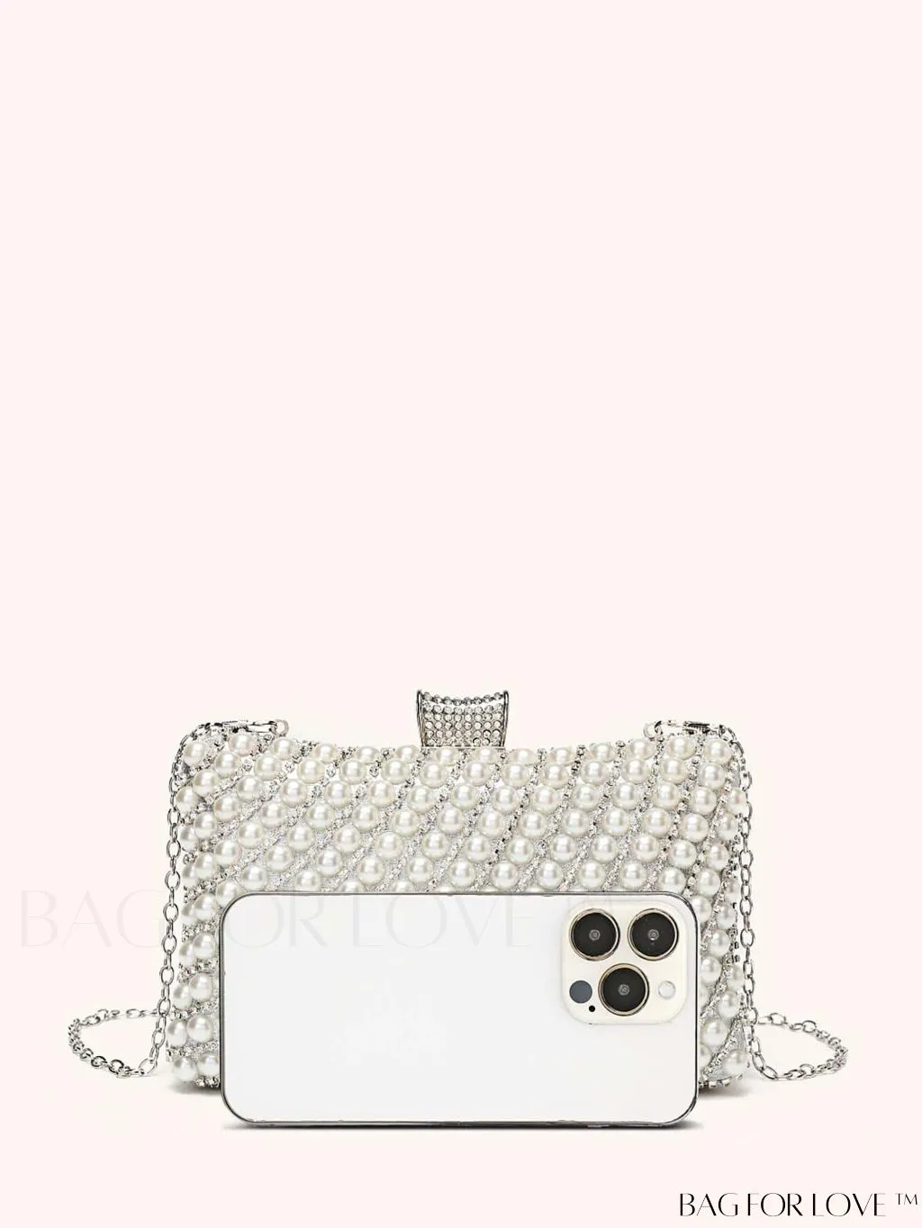 BagForLove - Glamorous Pearl and Rhinestone Mini Box Bag - Ideal Brides Purse for Weddings, Proms, and Parties