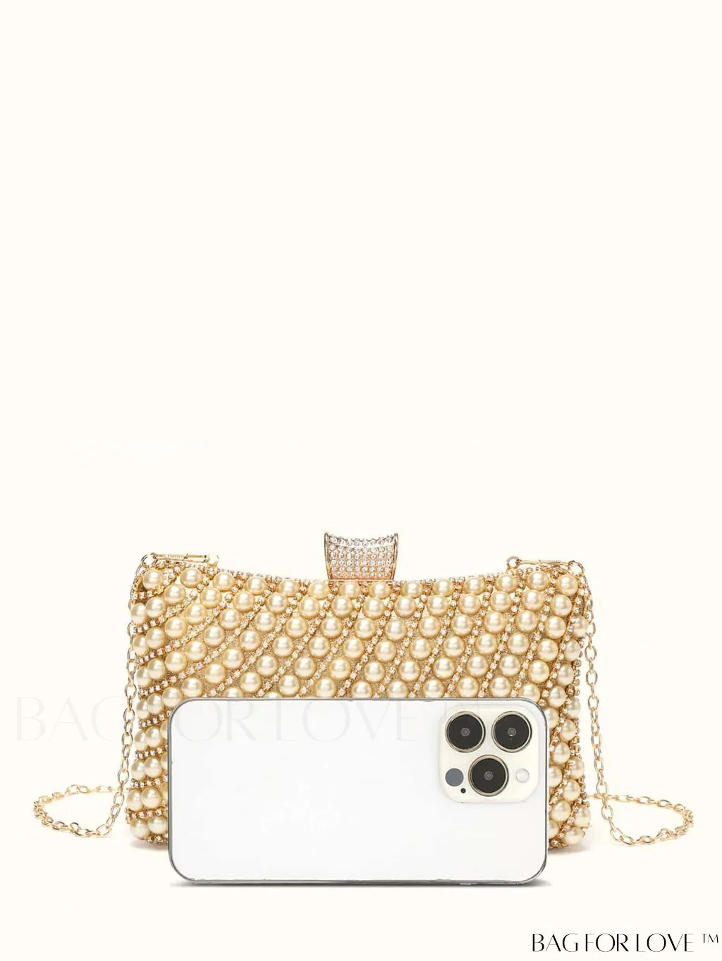 BagForLove - Glamorous Pearl and Rhinestone Mini Box Bag - Ideal Brides Purse for Weddings, Proms, and Parties