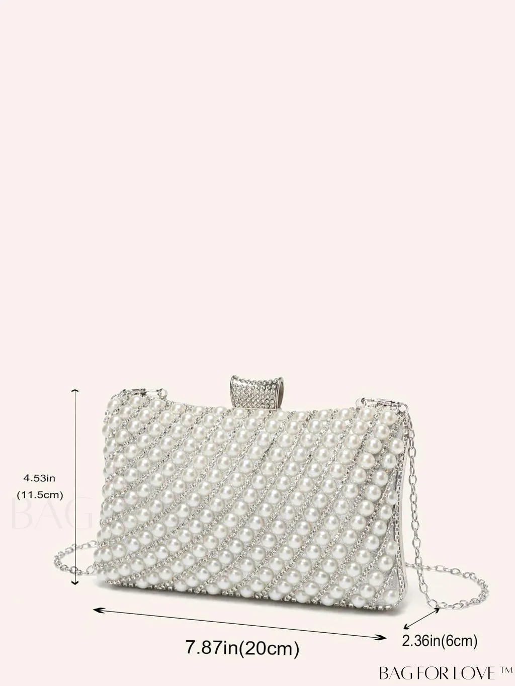 BagForLove - Glamorous Pearl and Rhinestone Mini Box Bag - Ideal Brides Purse for Weddings, Proms, and Parties