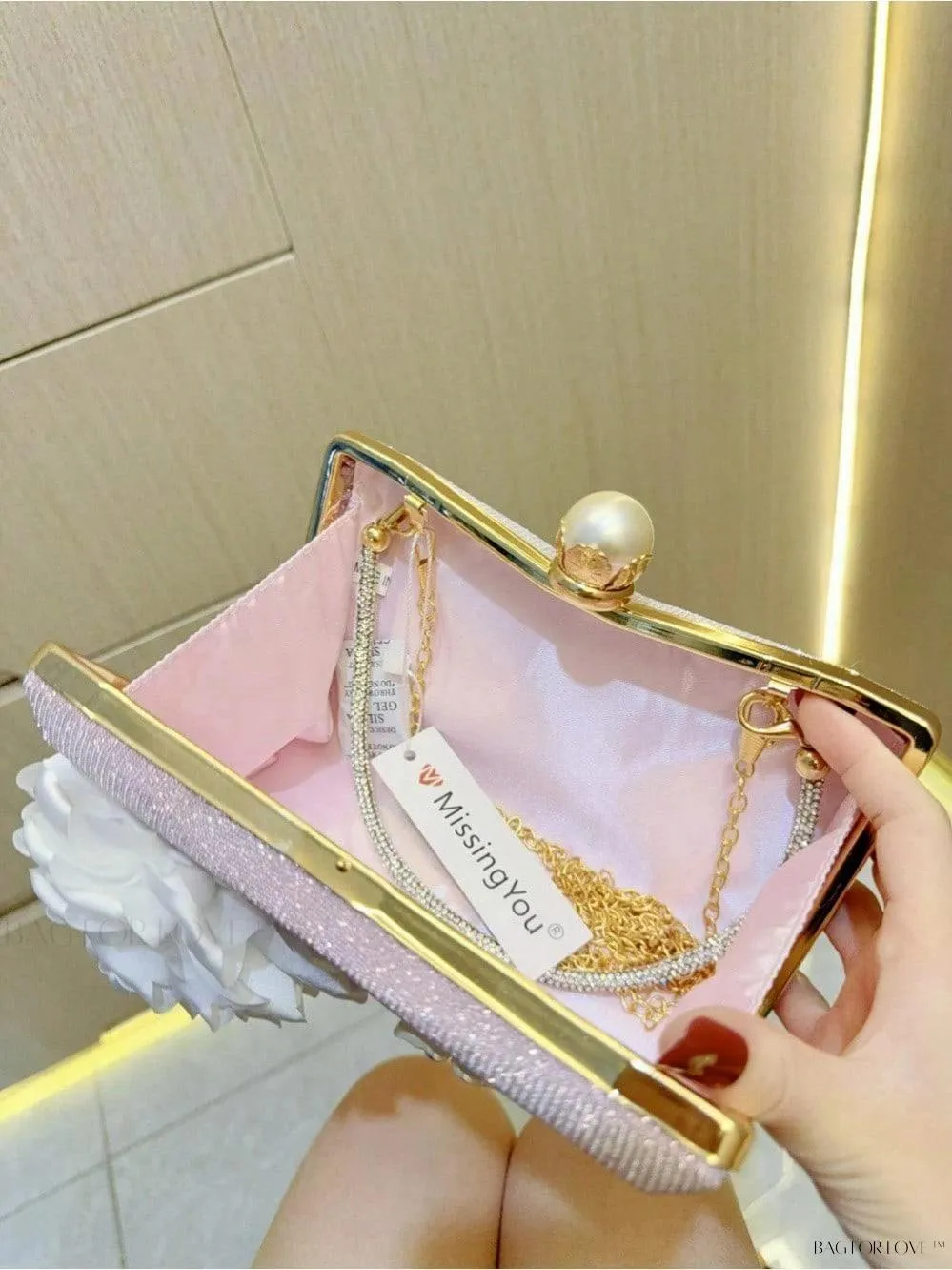 BagForLove - Glamorous Pearl Clutch Handbag for Women