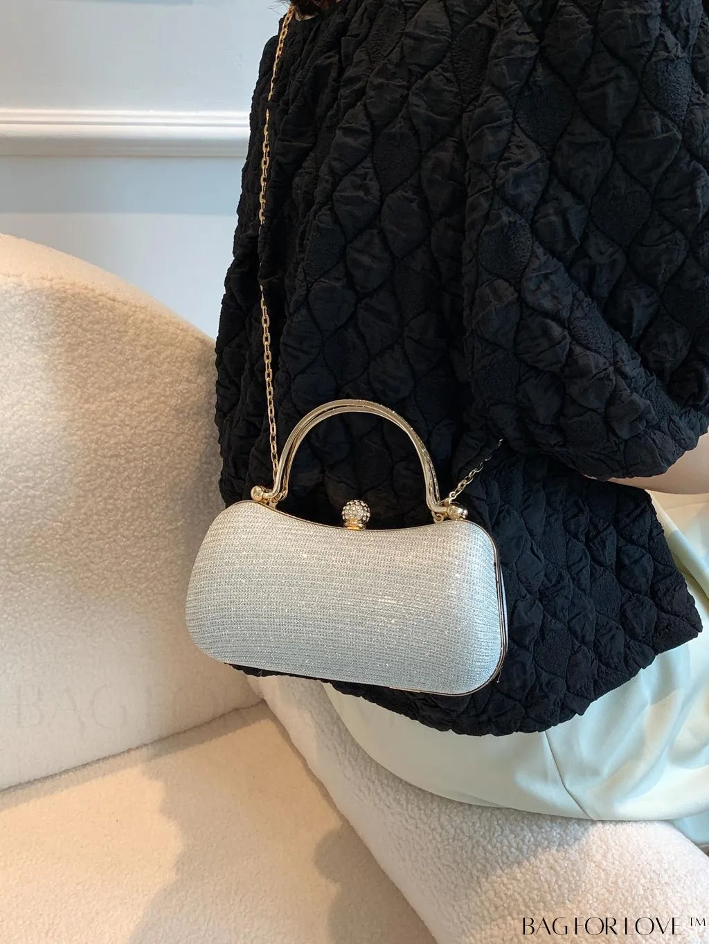 BagForLove - Glamorous Rhinestone Chain PU Mini Box Bag