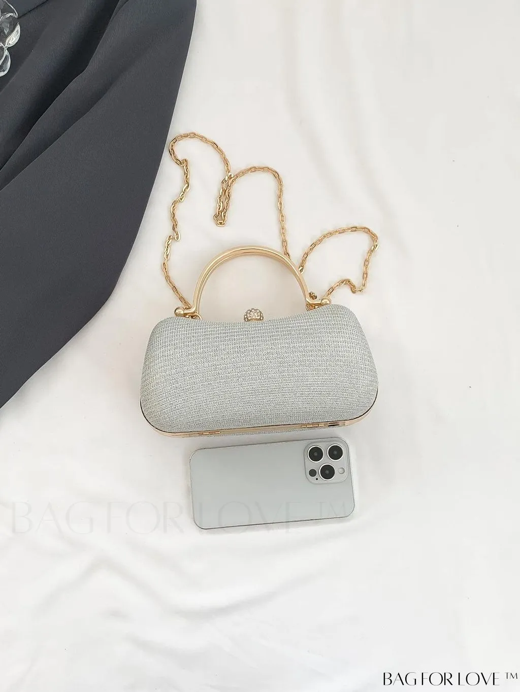 BagForLove - Glamorous Rhinestone Chain PU Mini Box Bag
