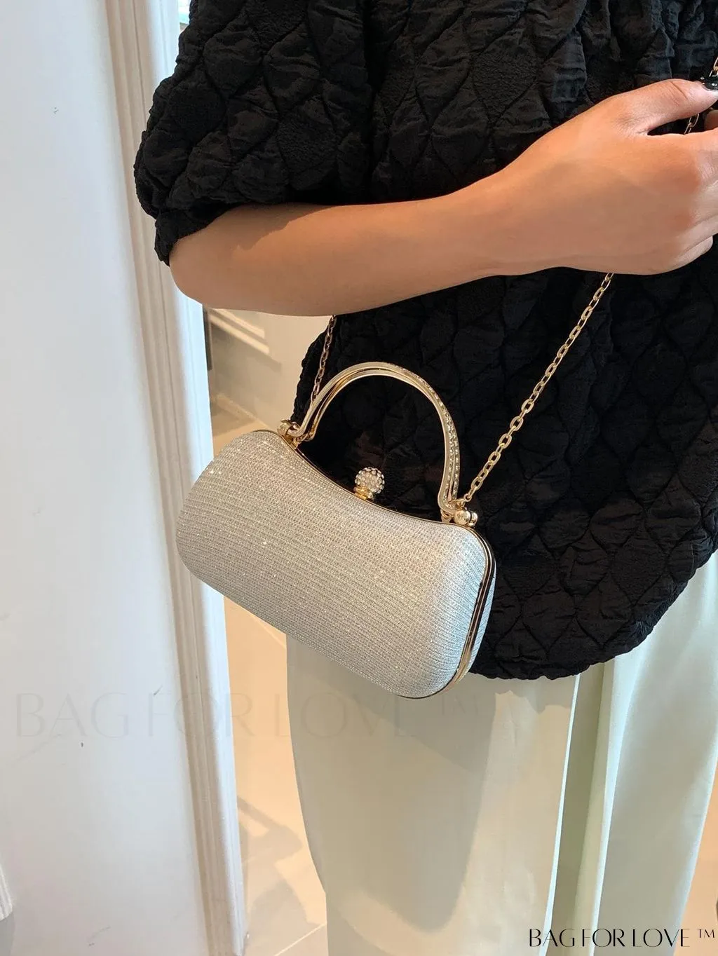 BagForLove - Glamorous Rhinestone Chain PU Mini Box Bag