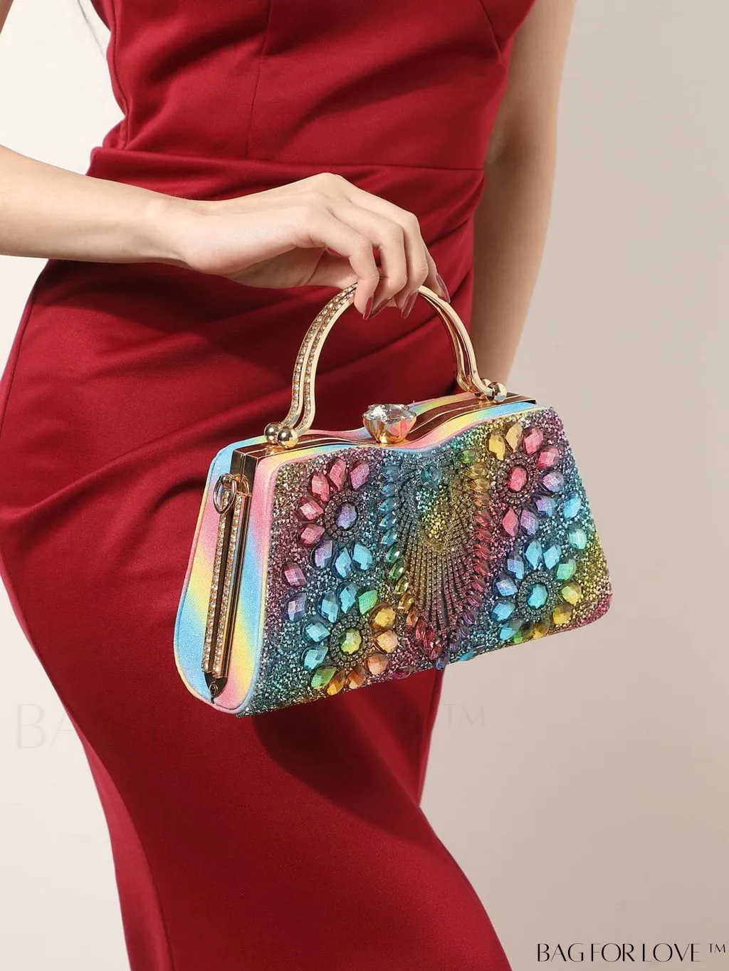 BagForLove - Glamorous Rhinestone Decor Box Bag: Perfect Bridal Purse for Weddings, Proms, & Parties