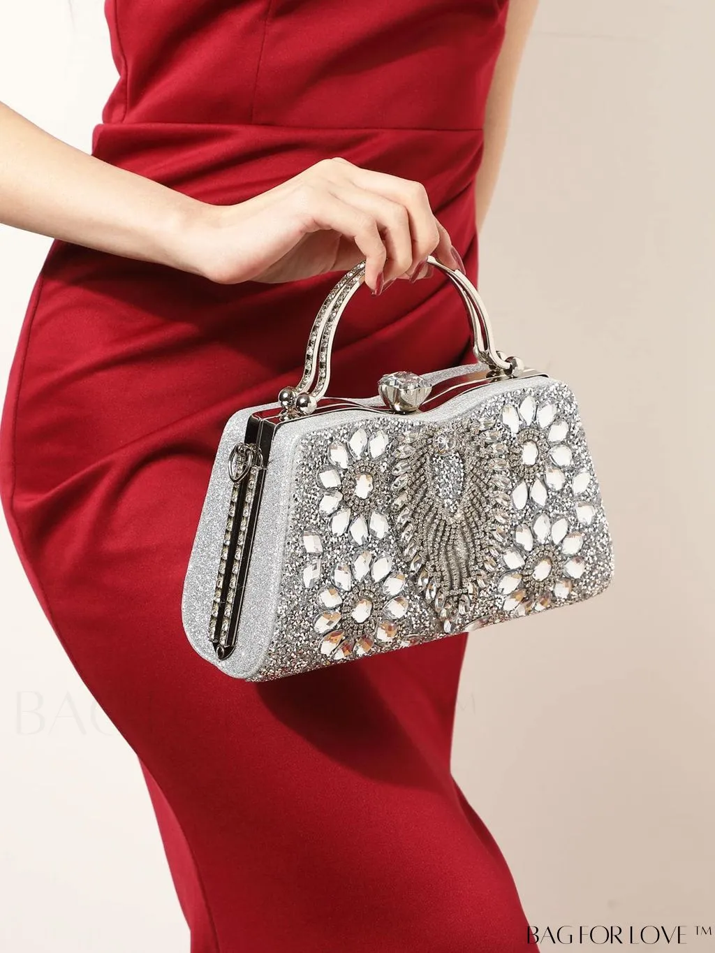 BagForLove - Glamorous Rhinestone Decor Box Bag: Perfect Bridal Purse for Weddings, Proms, & Parties