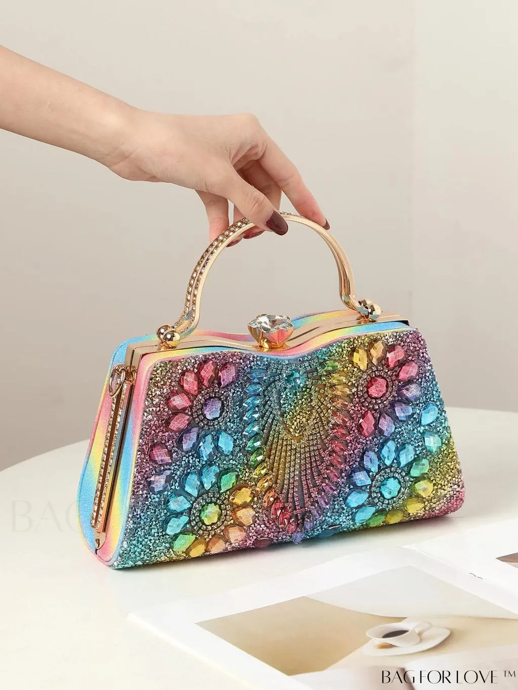BagForLove - Glamorous Rhinestone Decor Box Bag: Perfect Bridal Purse for Weddings, Proms, & Parties