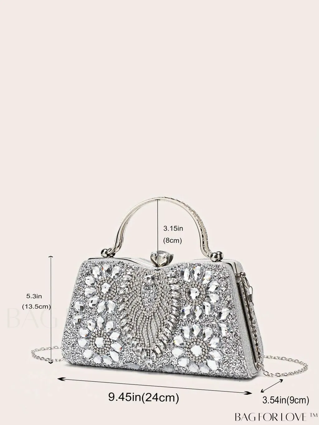 BagForLove - Glamorous Rhinestone Decor Box Bag: Perfect Bridal Purse for Weddings, Proms, & Parties