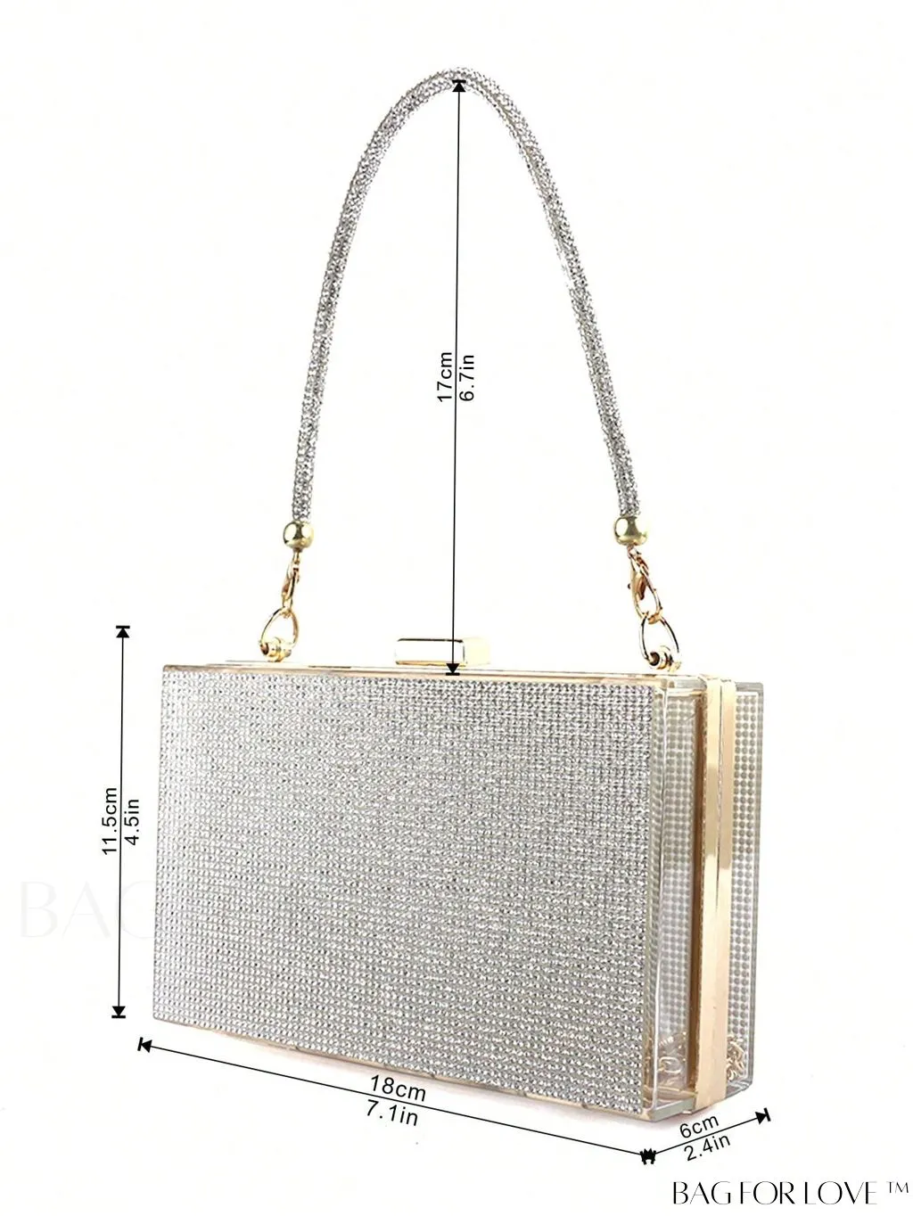 BagForLove - Glamorous Rhinestone-Decorated Mini Box Bag, Perfect for Parties