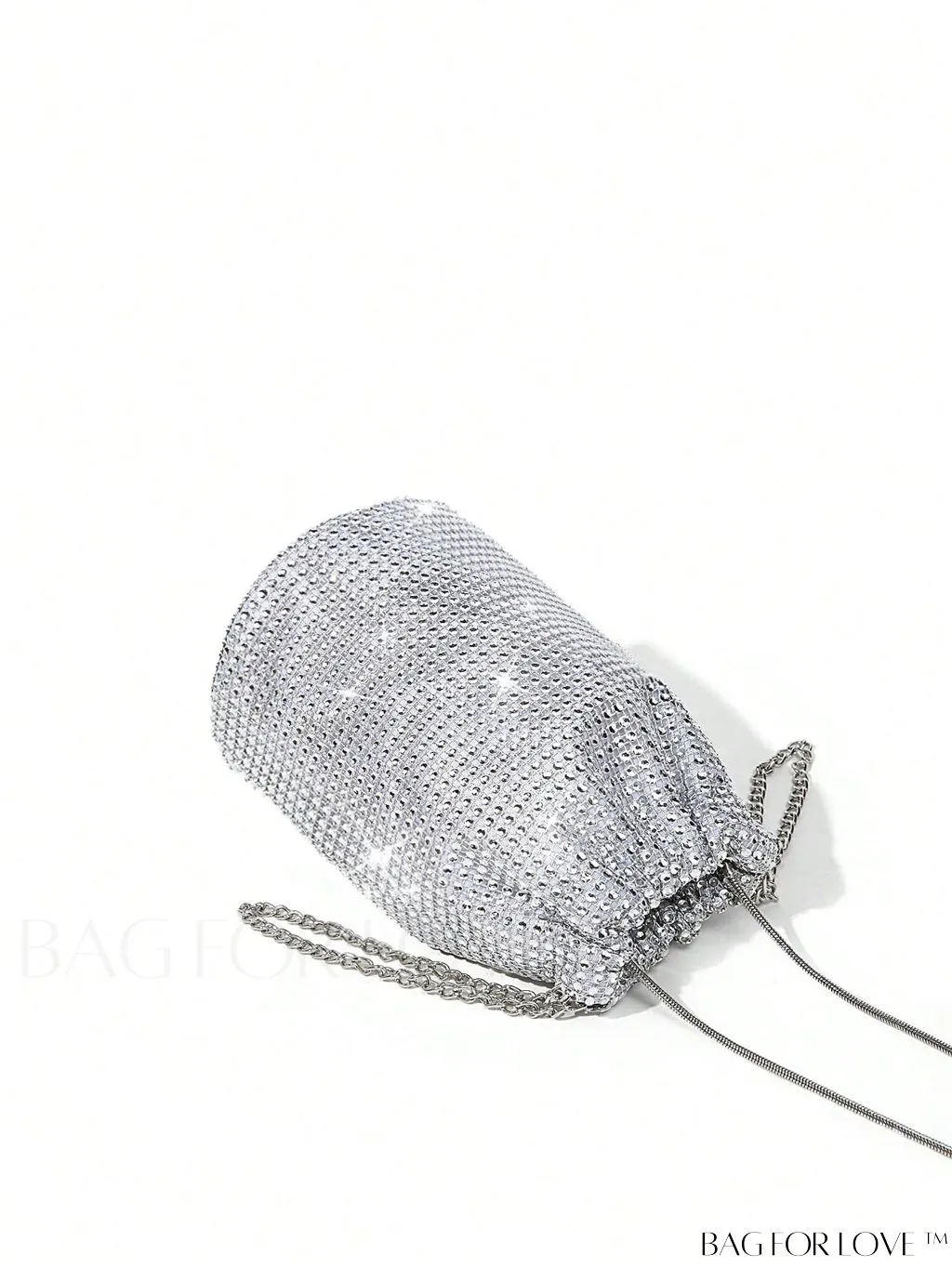 BagForLove - Glamorous Rhinestone Mini Bucket Bag with Decorative Accents