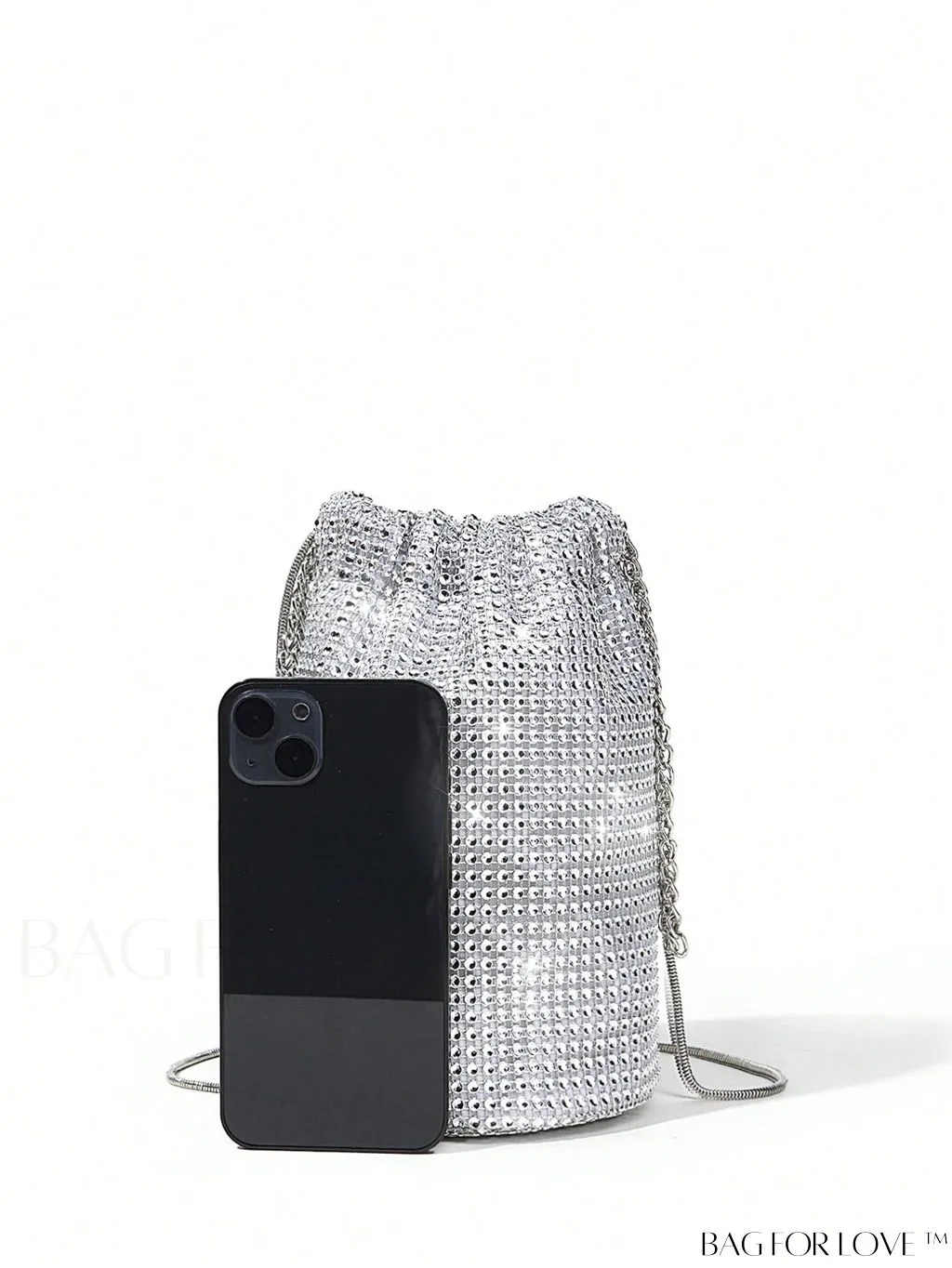 BagForLove - Glamorous Rhinestone Mini Bucket Bag with Decorative Accents
