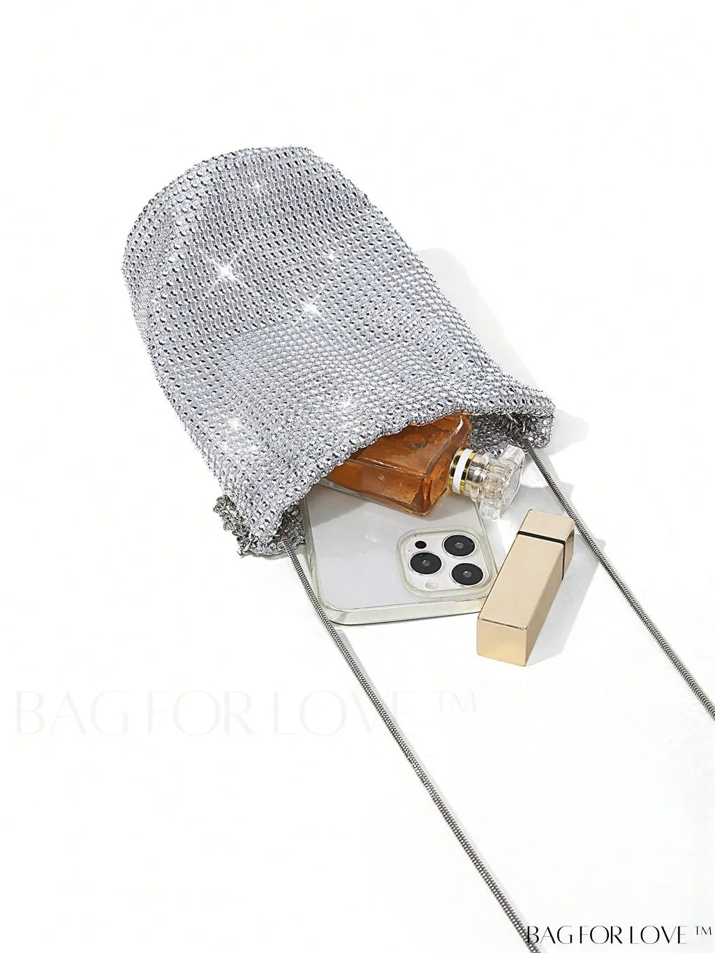 BagForLove - Glamorous Rhinestone Mini Bucket Bag with Decorative Accents