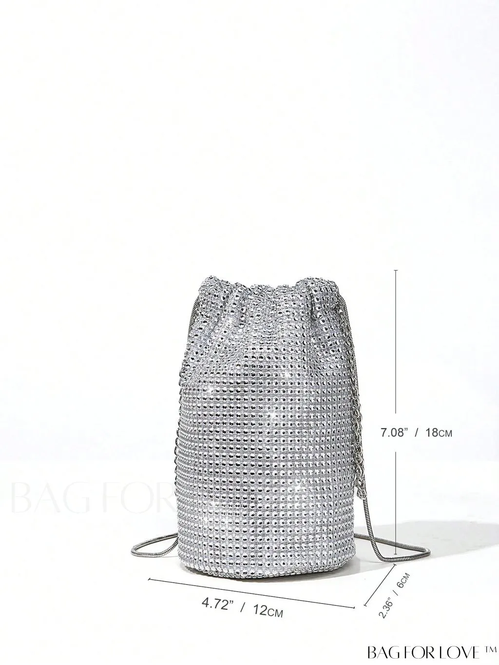 BagForLove - Glamorous Rhinestone Mini Bucket Bag with Decorative Accents