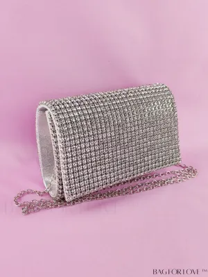 BagForLove - Glamorous Rhinestone Mini Flap Square Bag: Ideal Bridal Purse for Weddings, Proms & Parties