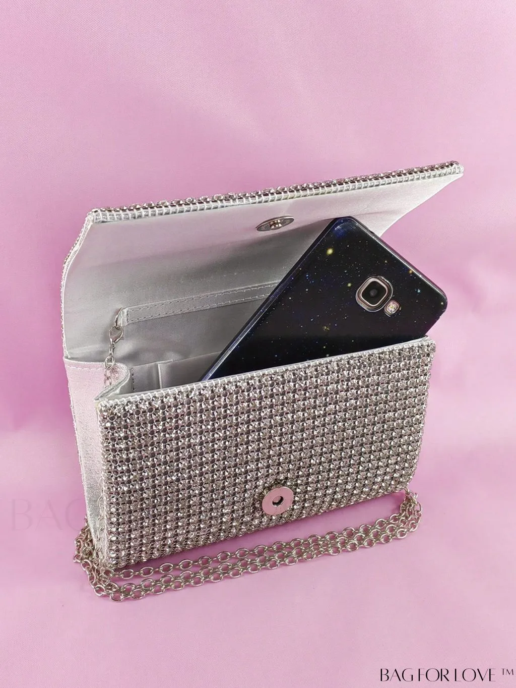 BagForLove - Glamorous Rhinestone Mini Flap Square Bag: Ideal Bridal Purse for Weddings, Proms & Parties