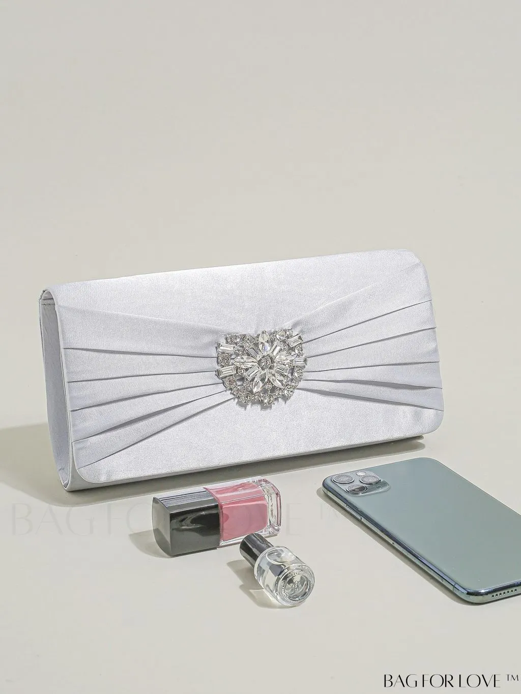 BagForLove - Glamorous Rhinestone Satin Square Bag with Exquisite Decor