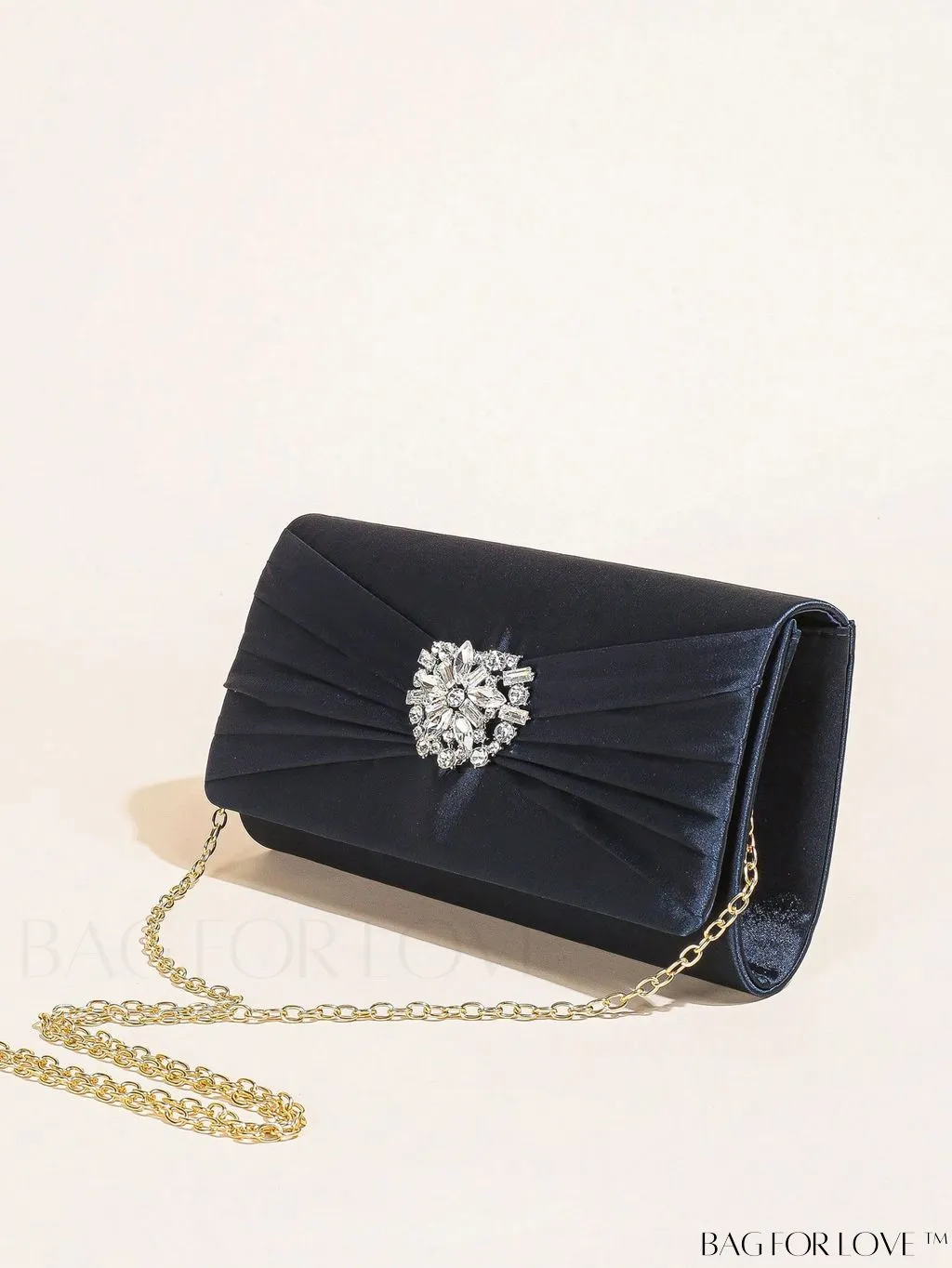BagForLove - Glamorous Rhinestone Satin Square Bag with Exquisite Decor