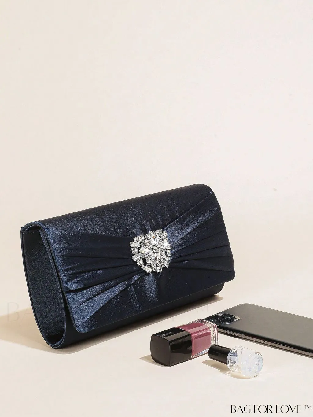 BagForLove - Glamorous Rhinestone Satin Square Bag with Exquisite Decor