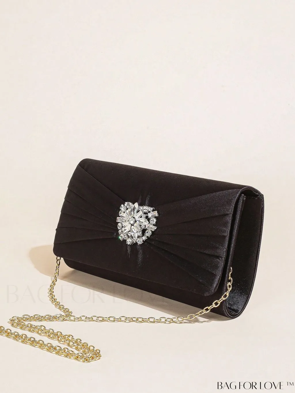 BagForLove - Glamorous Rhinestone Satin Square Bag with Exquisite Decor