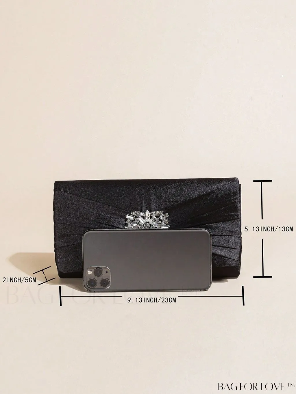 BagForLove - Glamorous Rhinestone Satin Square Bag with Exquisite Decor