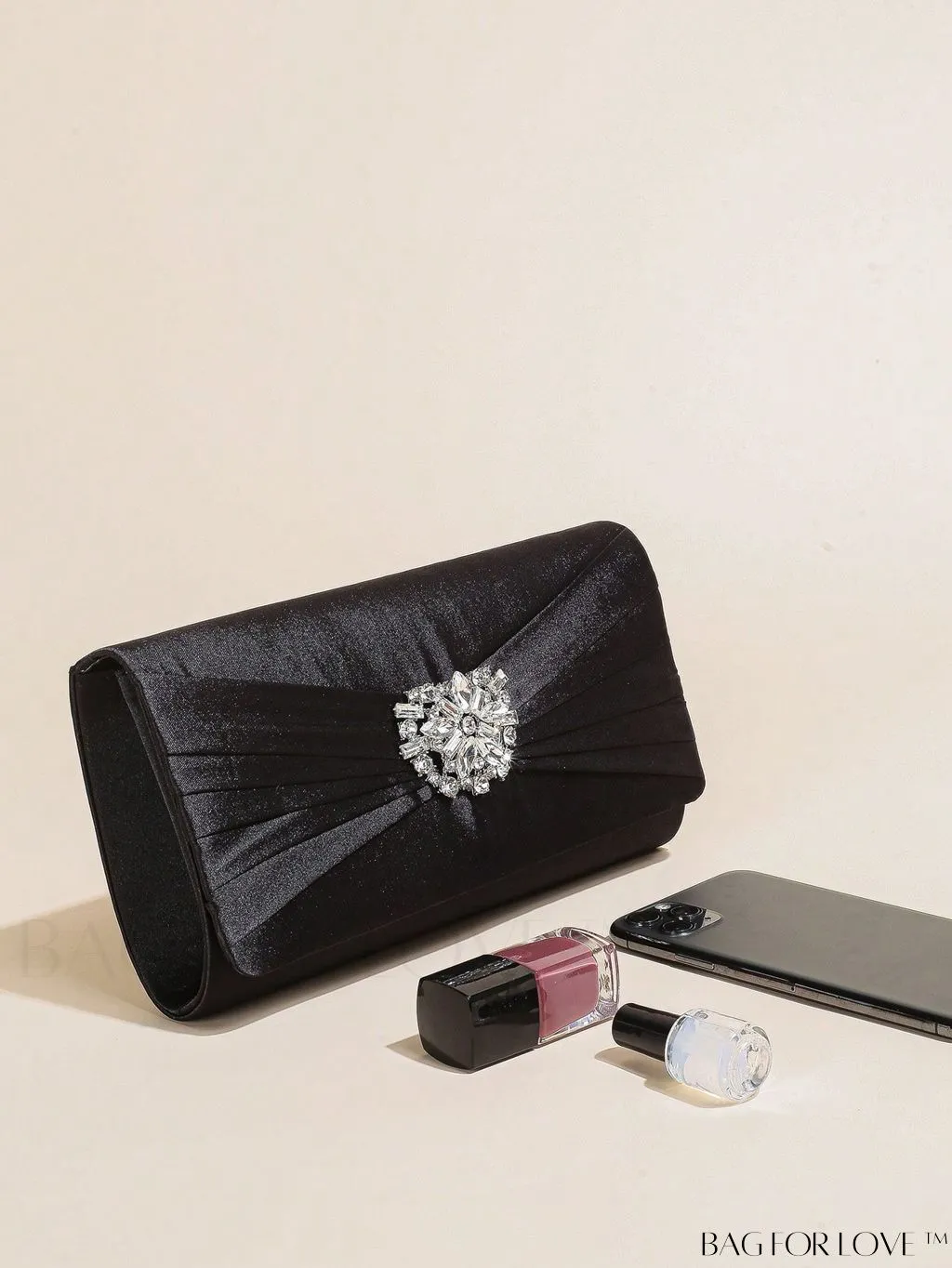 BagForLove - Glamorous Rhinestone Satin Square Bag with Exquisite Decor