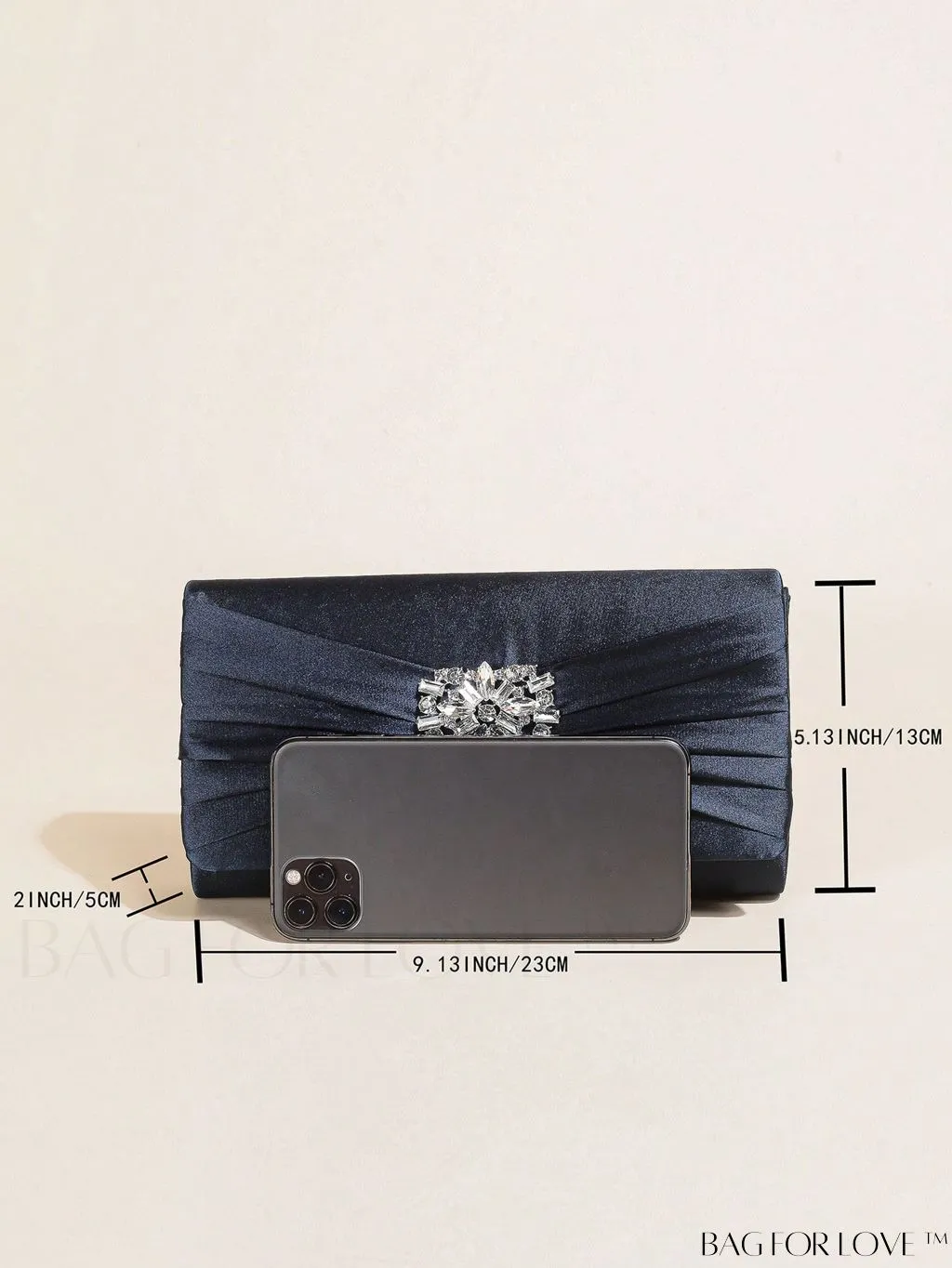 BagForLove - Glamorous Rhinestone Satin Square Bag with Exquisite Decor