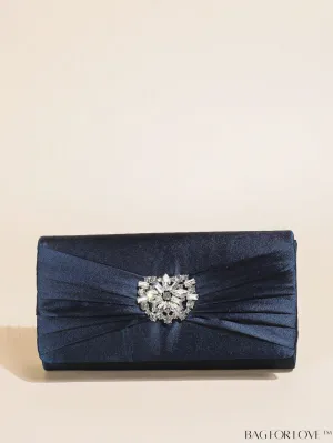 BagForLove - Glamorous Rhinestone Satin Square Bag with Exquisite Decor