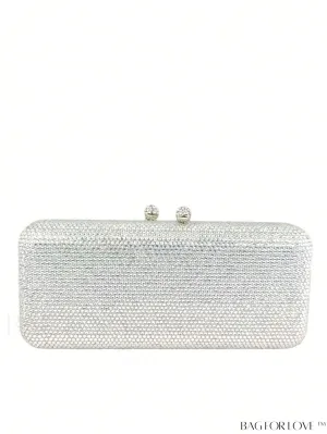 BagForLove - Glamorous Silver Square Bag with Rhinestone Decor