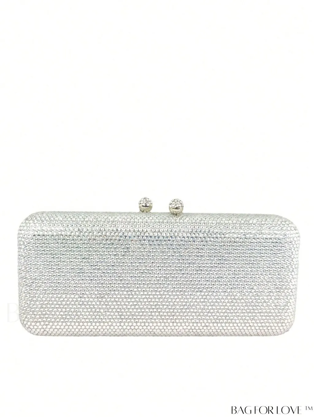 BagForLove - Glamorous Silver Square Bag with Rhinestone Decor