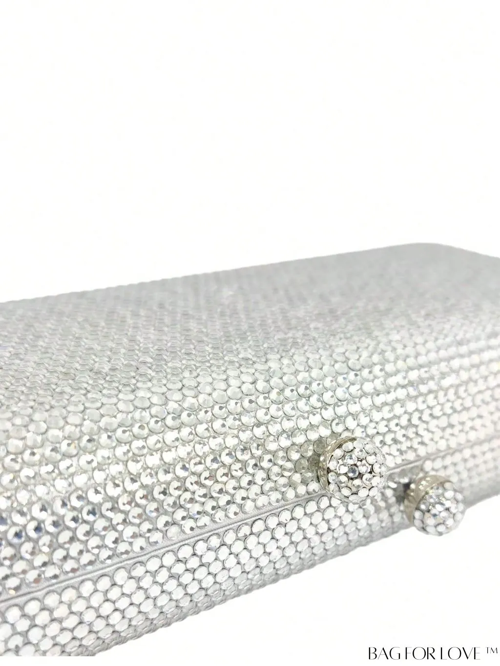 BagForLove - Glamorous Silver Square Bag with Rhinestone Decor